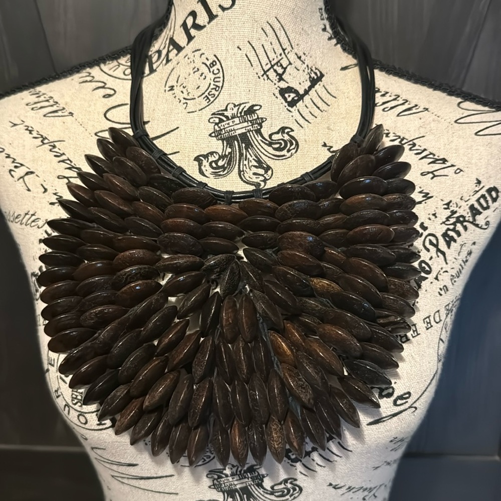 Beaded bib-style necklace